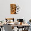 Hand-Painted Decorative Wooden Wall Accessory, 58 x 58 cm | 100% Wood (3 cm) & Metal (1.5 mm) | Unique Walnut & Brown Finish, Perfect for Home Decor