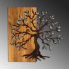 Hand-Painted Decorative Wooden Wall Accessory, 58 x 58 cm | 100% Wood (3 cm) & Metal (1.5 mm) | Unique Walnut & Brown Finish, Perfect for Home Decor