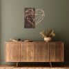 Elegant Decorative Wooden Wall Accessory, 58 x 58 cm, Walnut & Copper | 50% Wood (3 cm) & 50% Metal (1.5 mm) | Wall-Mountable, Unique Design