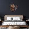 Elegant Decorative Wooden Wall Accessory, 58 x 58 cm, Walnut & Copper | 50% Wood (3 cm) & 50% Metal (1.5 mm) | Wall-Mountable, Unique Design