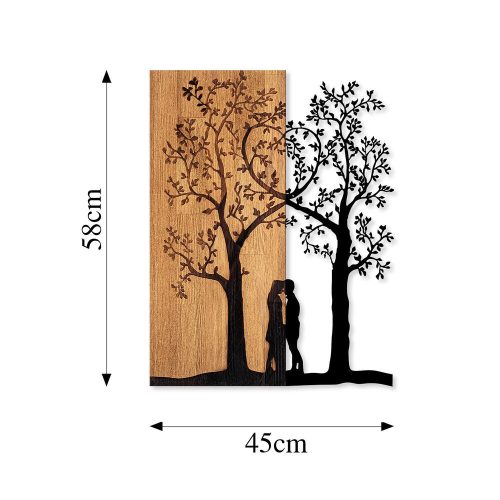 Elegant Decorative Wooden Wall Accessory, 45 x 58 cm | 50% Wood (3 cm Thick) & 50% Metal | Unique Walnut & Black Finish, Perfect for Modern Decor