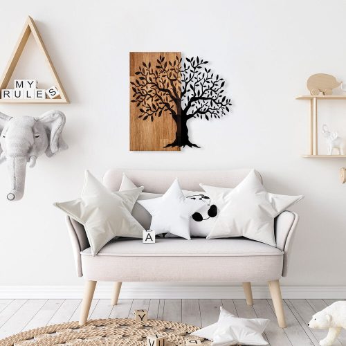 Elegant Decorative Wooden Wall Accessory, 58 x 60 cm, 100% Wood & Metal, Walnut & Black | Unique Design, Perfect for Home Decor | 3.66 kg