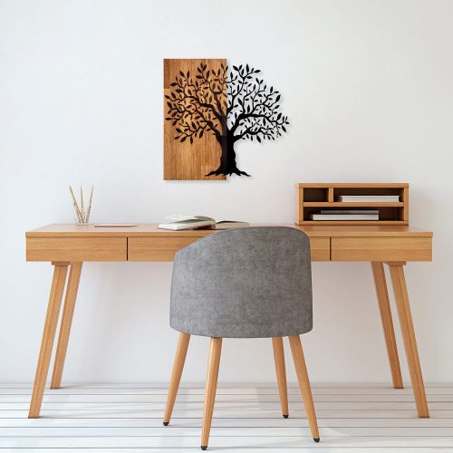Elegant Decorative Wooden Wall Accessory, 58 x 60 cm, 100% Wood & Metal, Walnut & Black | Unique Design, Perfect for Home Decor | 3.66 kg