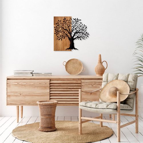 Elegant Decorative Wooden Wall Accessory, 58 x 60 cm, 100% Wood & Metal, Walnut & Black | Unique Design, Perfect for Home Decor | 3.66 kg