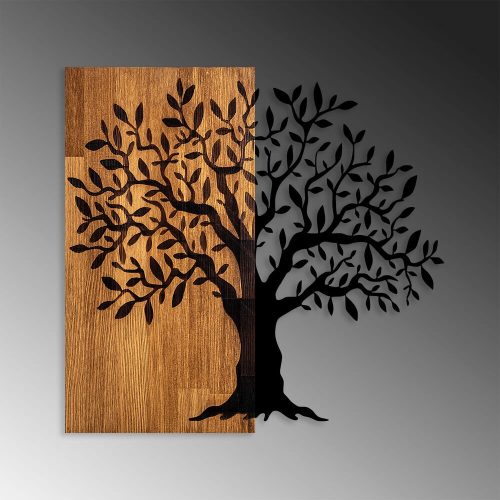 Elegant Decorative Wooden Wall Accessory, 58 x 60 cm, 100% Wood & Metal, Walnut & Black | Unique Design, Perfect for Home Decor | 3.66 kg