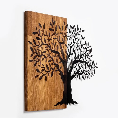 Elegant Decorative Wooden Wall Accessory, 58 x 60 cm, 100% Wood & Metal, Walnut & Black | Unique Design, Perfect for Home Decor | 3.66 kg