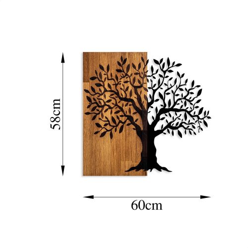 Elegant Decorative Wooden Wall Accessory, 58 x 60 cm, 100% Wood & Metal, Walnut & Black | Unique Design, Perfect for Home Decor | 3.66 kg