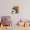 Elegant Decorative Wooden Wall Accessory, 58 x 59 cm | 50% Wood (3 cm Thick) & 50% Metal | Unique Walnut & Black Finish, Perfect for Modern Decor