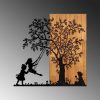 Elegant Decorative Wooden Wall Accessory, 58 x 59 cm | 50% Wood (3 cm Thick) & 50% Metal | Unique Walnut & Black Finish, Perfect for Modern Decor