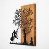 Elegant Decorative Wooden Wall Accessory, 58 x 59 cm | 50% Wood (3 cm Thick) & 50% Metal | Unique Walnut & Black Finish, Perfect for Modern Decor