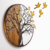 Hand-Painted Decorative Wooden Wall Accessory, 92 x 71 x 3 cm | 100% Solid Wood (3 cm) & Metal (1.5 mm) | Unique Color Variations for Stylish Home Decor