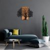Elegant Decorative Wooden Wall Accessory, Walnut & Black, 58 x 75 cm | 50% Wood (3 cm) & Metal (1.5 mm) | Unique Texture & Color Variations