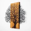 Elegant Decorative Wooden Wall Accessory, Walnut & Black, 58 x 75 cm | 50% Wood (3 cm) & Metal (1.5 mm) | Unique Texture & Color Variations