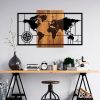Elegant Decorative Wooden Wall Accessory, 70 x 121 cm | 100% Real Wood (3 cm) & Metal (1.5 mm) | Unique Walnut & Black Finish, Perfect for Any Space