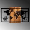 Elegant Decorative Wooden Wall Accessory, 70 x 121 cm | 100% Real Wood (3 cm) & Metal (1.5 mm) | Unique Walnut & Black Finish, Perfect for Any Space
