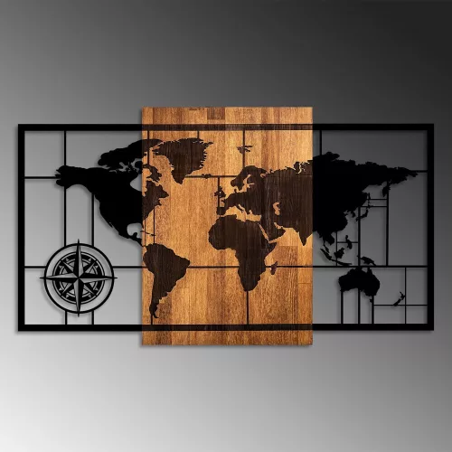 Elegant Decorative Wooden Wall Accessory, 70 x 121 cm | 100% Real Wood (3 cm) & Metal (1.5 mm) | Unique Walnut & Black Finish, Perfect for Any Space