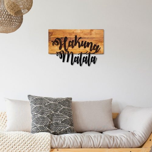 Elegant Decorative Wooden Wall Accessory, Walnut & Black, 58 x 38 cm | 50% Wood (3 cm thick) & 50% Metal | Unique Color Variations for Stylish Home Decor