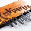 Elegant Decorative Wooden Wall Accessory, Walnut & Black, 58 x 38 cm | 50% Wood (3 cm thick) & 50% Metal | Unique Color Variations for Stylish Home Decor