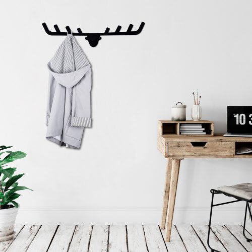 Durable Metal Wall Hook, Black, 66 x 17 cm | 100% Metal, 1.5 mm Thickness | Easy Wall Mounting, Ideal for Organizing Home & Office Spaces