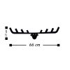 Durable Metal Wall Hook, Black, 66 x 17 cm | 100% Metal, 1.5 mm Thickness | Easy Wall Mounting, Ideal for Organizing Home & Office Spaces