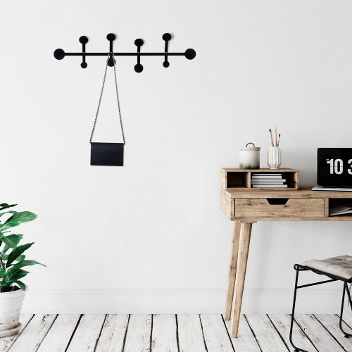 Durable Metal Wall Hook, Black, 70 x 22 cm | 100% Metal, 1.5 mm Thickness | Easy Wall Mounting, Ideal for Organizing Home & Office Spaces