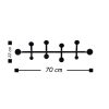 Durable Metal Wall Hook, Black, 70 x 22 cm | 100% Metal, 1.5 mm Thickness | Easy Wall Mounting, Ideal for Organizing Home & Office Spaces