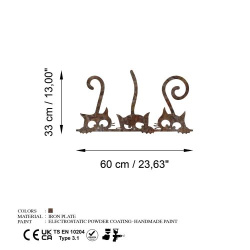 Hand-Painted Decorative Metal Wall Accessory, 33 x 60 cm, 1.5 mm Thick, Antiquation Finish | Unique Art Piece for Home Decor, Adds Charm & Style