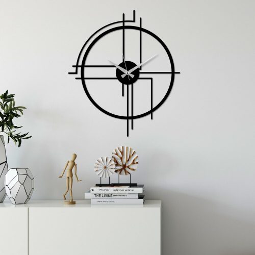 Elegant Black Decorative Metal Wall Clock, 49 x 43 cm | 100% Metal (1.5 mm), Silent Mechanism | Perfect for Home & Office Decor, Easy Wall Mount