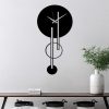 Elegant Black Decorative Metal Wall Clock, 62 x 32 cm | 100% Metal, 1.5 mm Thick | Silent Mechanism, Easy Wall Mount | Stylish Home Decor