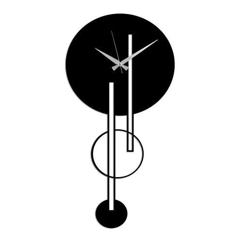 Elegant Black Decorative Metal Wall Clock, 62 x 32 cm | 100% Metal, 1.5 mm Thick | Silent Mechanism, Easy Wall Mount | Stylish Home Decor