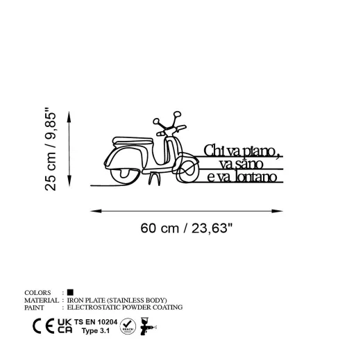 Stylish Black Decorative Metal Wall Accessory, 60 x 25 cm | 100% Metal, 1.5 mm Thickness | Lightweight & Modern Design for Home Decor