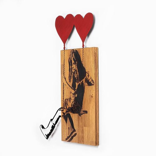 Elegant Decorative Wooden Wall Accessory, 50 x 80 cm, 100% Real Wood (3 cm Thick) & Metal, Walnut & Black | Unique Color Variations for Stylish Home Decor