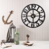 Elegant Black Decorative Metal Wall Clock, 50 x 50 cm | 100% Metal (2 mm) | Silent Mechanism, Easy Wall Hanging | Perfect for Home & Office Decor