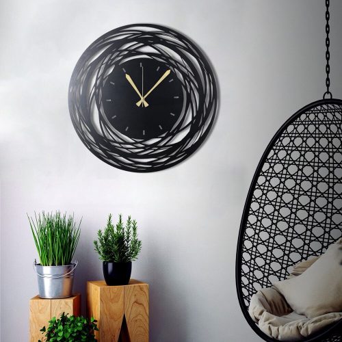 Elegant Black Decorative Metal Wall Clock, 50 x 50 cm | 100% Metal (2 mm) | Silent Mechanism, Easy Wall Hanging | Perfect for Home & Office Decor