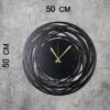 Elegant Black Decorative Metal Wall Clock, 50 x 50 cm | 100% Metal (2 mm) | Silent Mechanism, Easy Wall Hanging | Perfect for Home & Office Decor