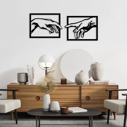 Stylish Decorative Metal Wall Accessory (2 Pieces), Black, 36 x 49 cm | 100% Metal, 1.5 mm Thickness | Perfect for Modern Home Decor & Accent Walls