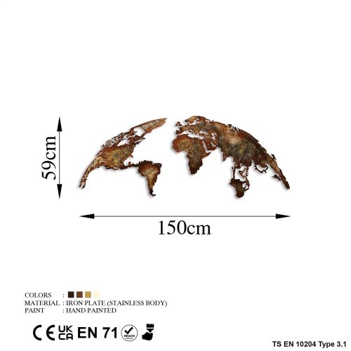 Hand-Painted Decorative Metal Wall Accessory, 150 cm x 59 cm, 100% Metal (1.5 mm) | Unique Art Piece for Home Decor | Stylish & Durable Design