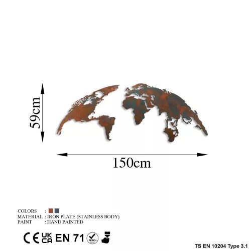 Hand-Painted Decorative Metal Wall Accessory, 150 cm x 59 cm | 100% Metal, 1.5 mm Thick | Unique Art Piece for Home Decor, Stylish & Durable