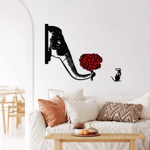 Stylish Decorative Metal Wall Accessory, Black & Red, 72 x 72 cm | 100% Metal, 1.5 mm Thickness | Perfect for Modern Home Decor & Art Display