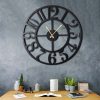 Elegant Black Decorative Metal Wall Clock, 70 x 70 cm | 100% Metal (2 mm) | Silent Mechanism, Easy Wall Mount | Stylish Addition to Any Space