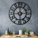 Elegant Black Decorative Metal Wall Clock, 70 x 70 cm | 100% Metal (2 mm) | Silent Mechanism, Easy Wall Mount | Stylish Addition to Any Space