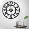 Elegant Black Decorative Metal Wall Clock, 70 x 70 cm | 100% Metal (2 mm) | Silent Mechanism, Easy Wall Mount | Stylish Addition to Any Space