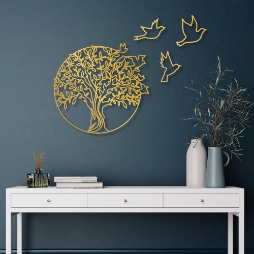 Elegant Gold Decorative Metal Wall Accessory, 61 x 56 cm | 100% Metal (1.5 mm Thick) | Easy Wall-Mount Design for Stylish Home Decor