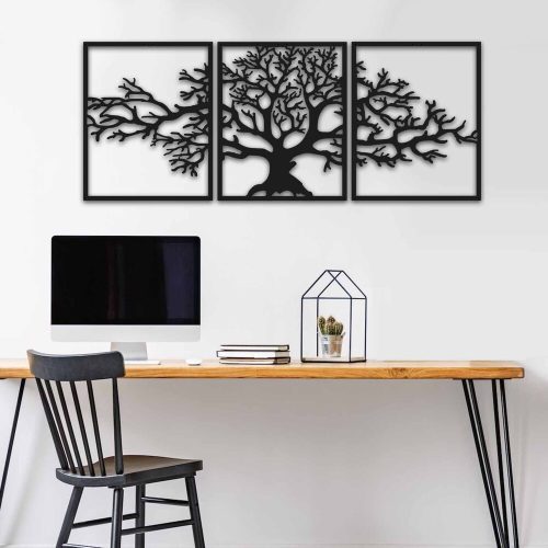 Stylish Decorative Metal Wall Accessory (3 Pieces), Black, 40 x 49 cm | 100% Metal, 1.5 mm Thick | Perfect for Modern Home Decor & Gallery Walls