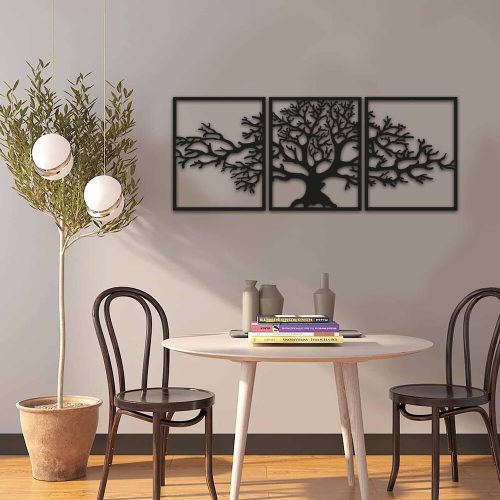 Stylish Decorative Metal Wall Accessory (3 Pieces), Black, 40 x 49 cm | 100% Metal, 1.5 mm Thick | Perfect for Modern Home Decor & Gallery Walls