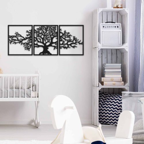 Stylish Decorative Metal Wall Accessory (3 Pieces), Black, 40 x 49 cm | 100% Metal, 1.5 mm Thick | Perfect for Modern Home Decor & Gallery Walls