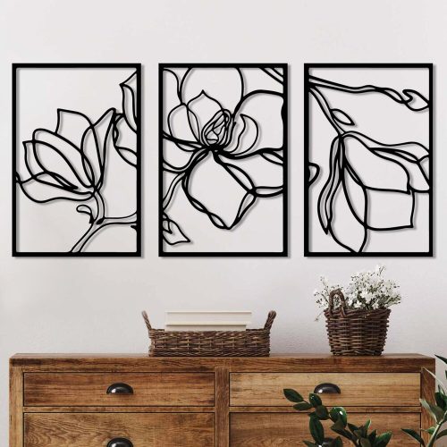 Stylish Decorative Metal Wall Accessory (3 Pieces), Black, 30 x 45 cm | 100% Metal, 1.5 mm Thickness | Easy Wall Mounting, Perfect for Modern Decor