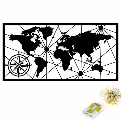 Stylish Black Decorative Metal Wall Accessory, 60 x 120 cm, 1.5 mm Thick | Easy Installation, IP20 Rated, Battery Operated (3 AA) | Modern Home Decor