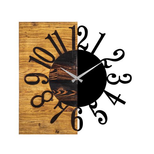 Elegant Decorative Wooden Wall Clock, 58 x 3 x 58 cm | 100% Wood & Metal, Silent Mechanism | Unique Walnut & Black Finish, Perfect for Any Room