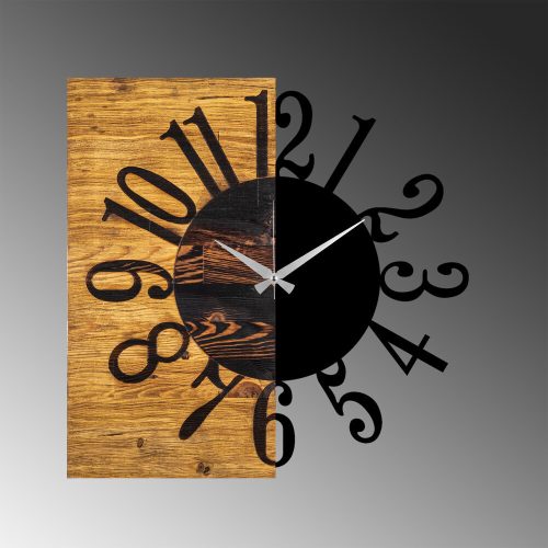Elegant Decorative Wooden Wall Clock, 58 x 3 x 58 cm | 100% Wood & Metal, Silent Mechanism | Unique Walnut & Black Finish, Perfect for Any Room